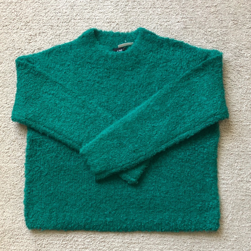LINE - Women's Green Bouclé Crewneck Sweater. NWT.